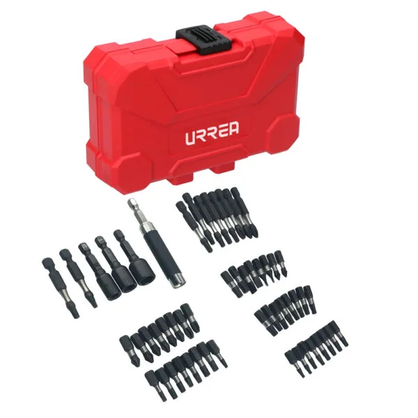 Juego de puntas y accesorios con sistema de amortiguación de impacto, 54 piezas Urrea, JUP54