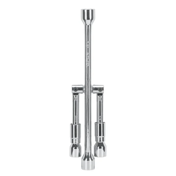Llave de cruz 14' plegable pulida y cromada, Truper, LLCR-14X