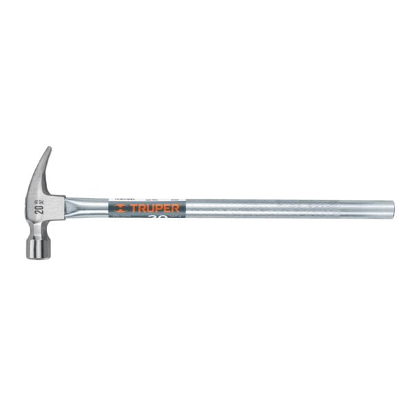 Martillo tubular pulido 20oz cara fresada, uña recta, Truper, MTR-20F