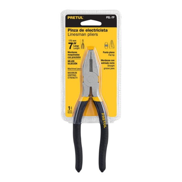 Pinza para electricista 7' mango de vinil, Pretul, PEL-7P