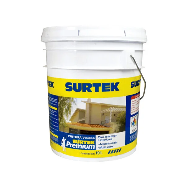 Cubeta de pintura vinílica premium 19 Lt color amarillo durazno Surtek, SP10416