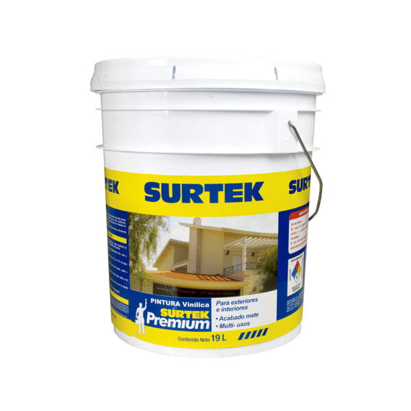 Cubeta de pintura vinílica premium 19 Lt color negro Surtek, SP10499