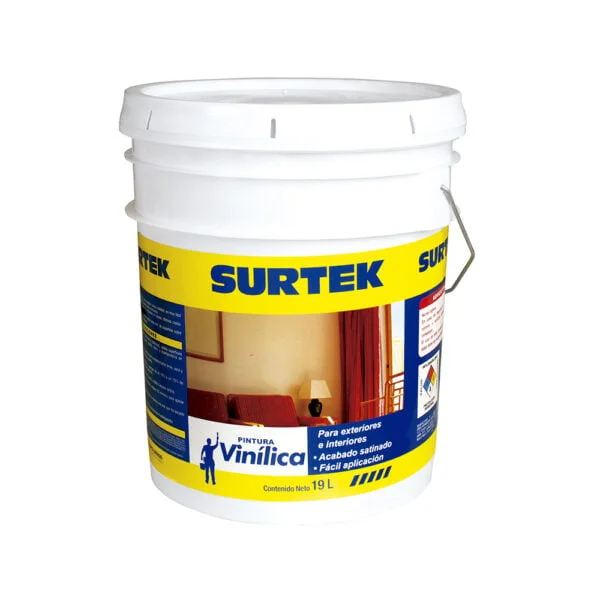 Cubeta de pintura vinílica 19 Lt color blanco Surtek, SP20400