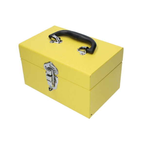 Caja portaherramientas metálica color amarillo 9" x 5" x 6" Surtek, TB09