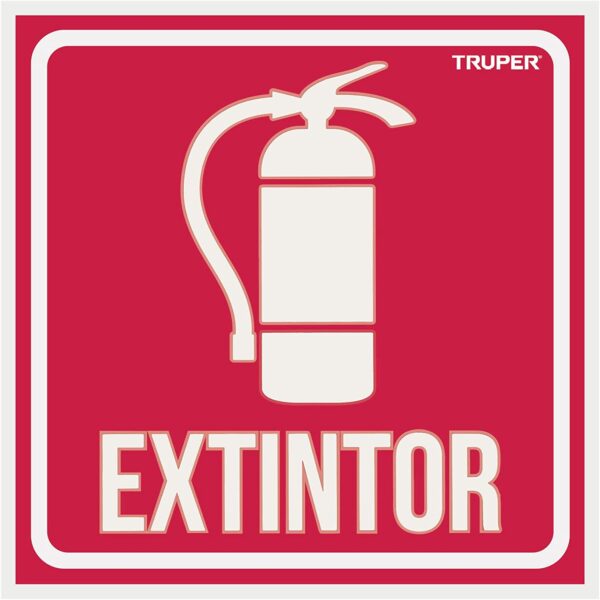 Letrero de señalización 'EXTINTOR', 19 x 19 cm, Truper, LIN-08.