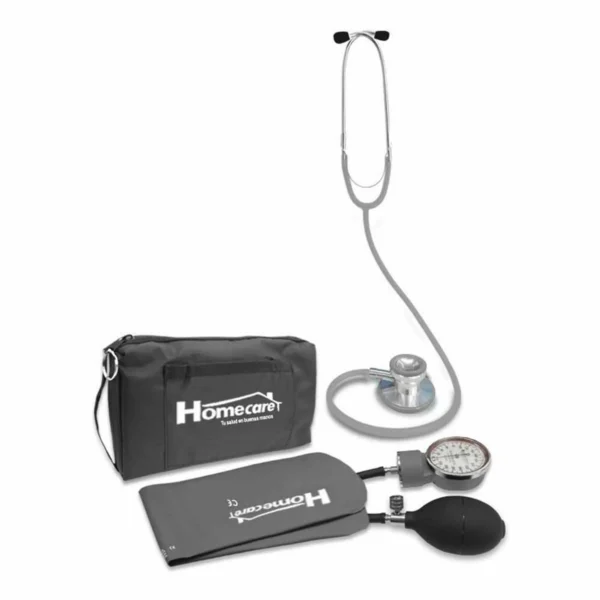 Homecare Kit Baumanómetro con Estetoscopio Doble- Gris 100% Preciso con Estuche Portátil.