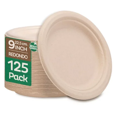 Platos Grandes Desechables 100% Compostables Uso Rudo PAQ.125