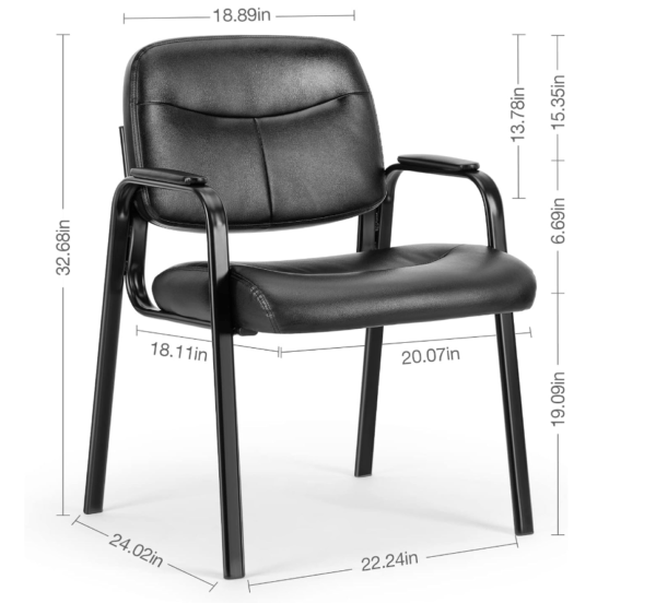 OLIXIS Sillas de recepción de invitados sin ruedas, negro, paquete de 2.