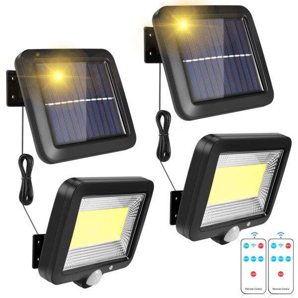 Lamparas solares exterior |  Carga solar eficiente y larga duración de iluminación nocturna | Sensor de Movimiento (2-PACK)