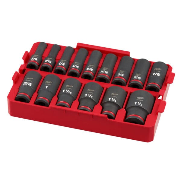Kit de dados de impacto sae de 1/2 x 15 pzs. Marca Milwaukee, 49-66-6817.