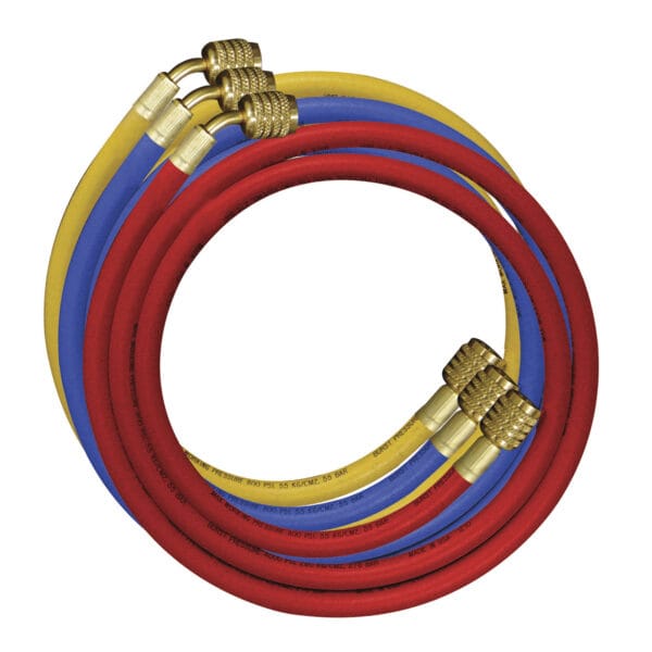 Juego de manguera para manometro para R410A y R32. Marca Mastercool, Modelo 49360-JT.