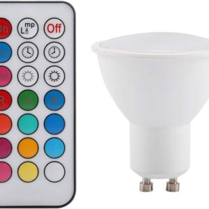 Marca	eecoo Tipo de luz	LED Característica especial	Cambio de color Vataje	3 watts Base de la bombilla	GU10