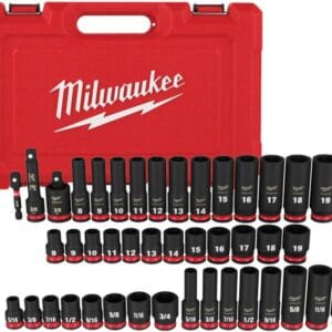 Juego de 43 pzas de accionamiento SAE y métrico de 6 puntos. Marca Milwaukee.