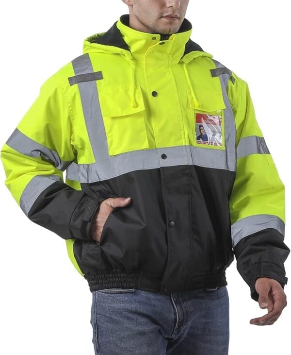 Sesafety - chamarra reflectante para hombres, chaquetas de alta visibilidad para hombres, chaquetas de seguridad para hombres