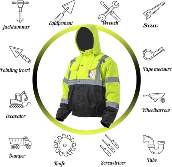 Sesafety - chamarra reflectante para hombres, chaquetas de alta visibilidad para hombres, chaquetas de seguridad para hombres - Image 2