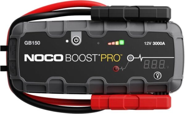 Arrancador de batería portátil con cable de puente para motores, 3000A, 12V. Marca NOCO bost pro.