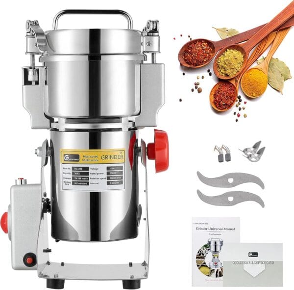 Molinillo de Grano Eléctrico Molino de Cereales 300g de Acero Inoxidable, Molienda Superfina de Alta Velocidad 28000r 110V