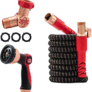 Cabezal de manguera de bolsillo UV con pivote de bolsillo, manguera de jardín expandible de 25 pies con pulverizador de pulgar d