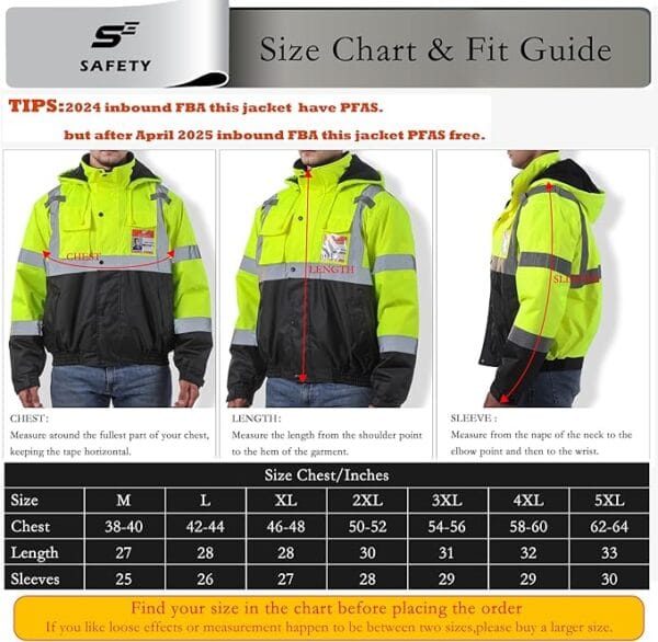 Sesafety - chamarra reflectante para hombres, chaquetas de alta visibilidad para hombres, chaquetas de seguridad para hombres - Image 3