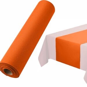 Camino de mesa desechable para mesa de comedor, 16 pulgadas, paquete de 20 caminos de mesa de papel naranja similar al lino para