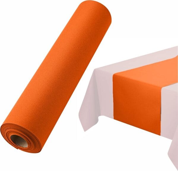Camino de mesa desechable para mesa de comedor, 16 pulgadas, paquete de 20 caminos de mesa de papel naranja similar al lino para