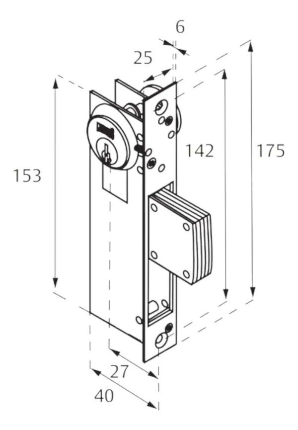 Cerradura Phillips Mod. 590 Para Perfil De Aluminio - Image 3