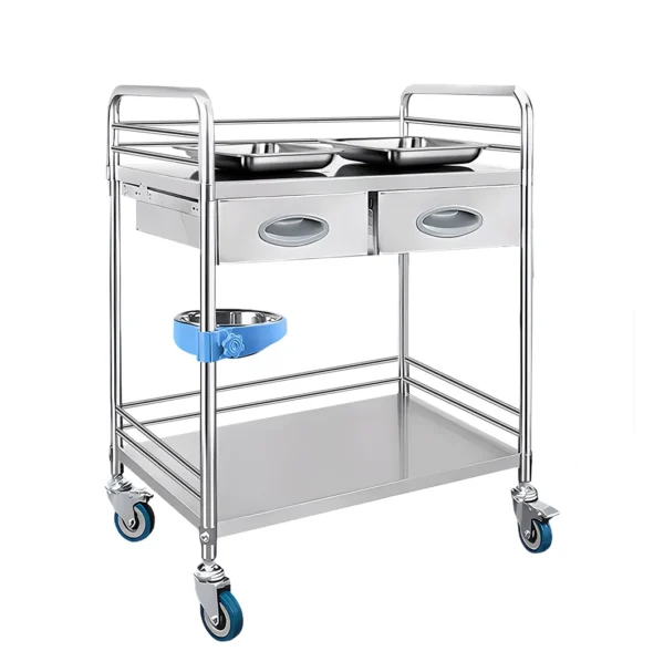 Carrito De Médico Mesa Para Intrumental Medico Con 2 Cajones Mca Rebefor