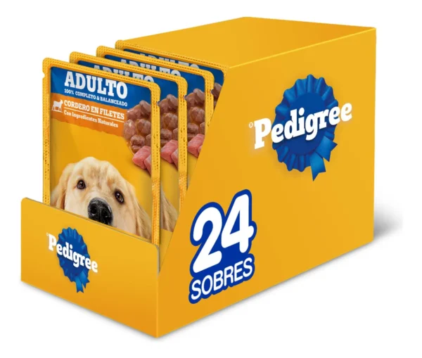 Pedigree Sobres Para Adulto Sabor Cordero En Filetes 24 Pzs.