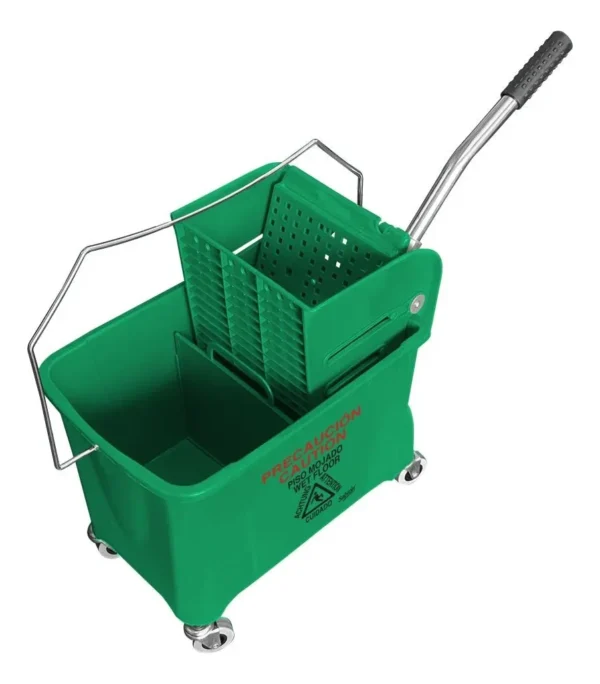 Cubeta con exprimidor de 20 lts, color verde.v