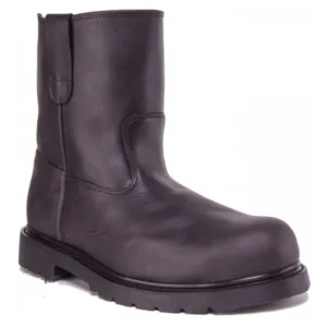 MEDIA BOTA VALLEN WELT SIN AGUJETAS CAFE C/C POLICARBONATO DIELECTRICA SUELA PVC.