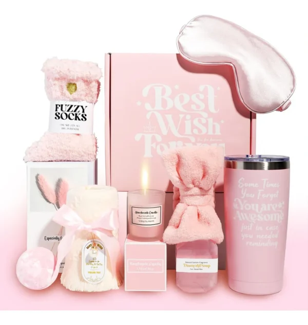 Cesta de regalo relajante para mujer, incluye thermo.