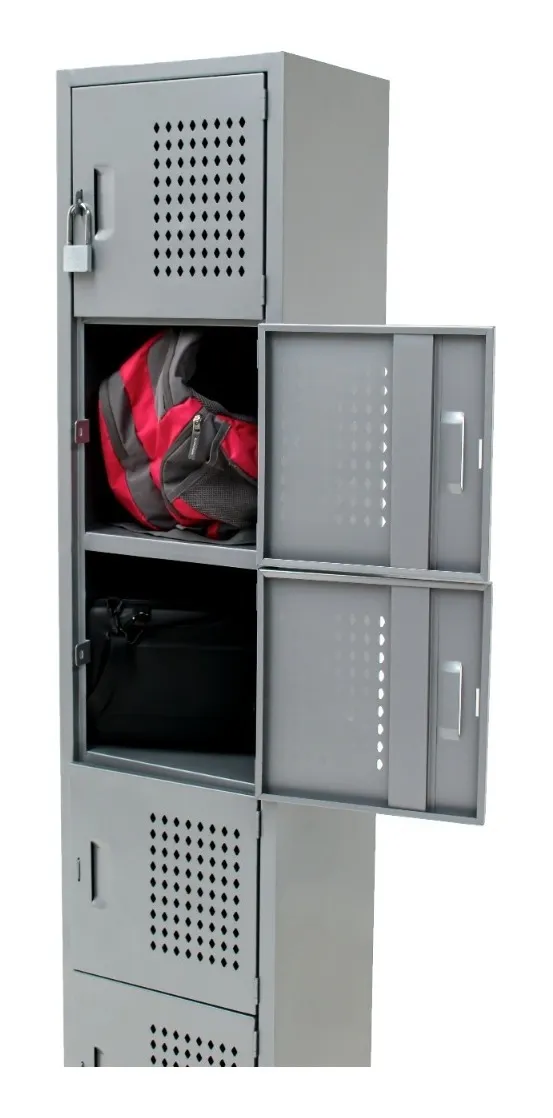 Locker de 5 puertas con rejilla, color gris. - Image 3