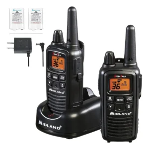 Midland LXT600VP3 Radio de 2 Vias 36 Canales Largo Alcance Rango de 48 Km Resistente al Agua 121 Codigos de Privacidad, Negro