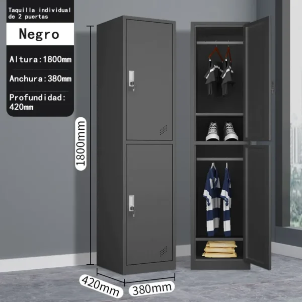 Locker Metalico 2 Puertas Casilleros Oficina Chapa, Largo: 38 cm Ancho: 42 cm Alto: 180 cm - Image 2