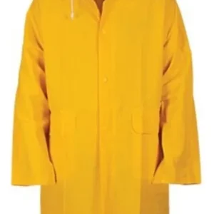 Gabardina impermeable, amarilla de PVC y poliéster. Marca Derma Care, Modelo I-4249.