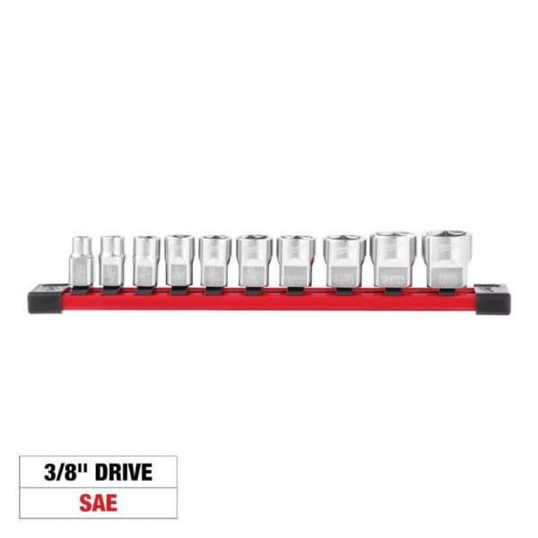 3/8 in. SAE Low Profile 6-Point Socket Set with FOUR FLAT Sides (10-Piece)