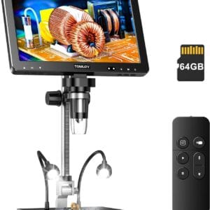 Microscopio digital LCD TOMLOV DM201 SE 7"" con soporte de 10"" 1200X 12MP microscopio de moneda.