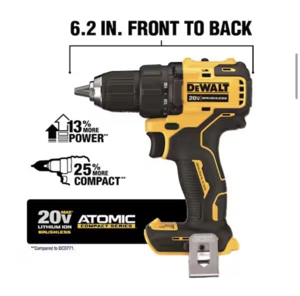 DEWCORDLESS TALADRO, ATORNILLADOR, ROTOMARTILLO DE 1/2" BRUSHLESS 20V 2 BATERIAS 2.0Ah Y CARGADOR - Image 3