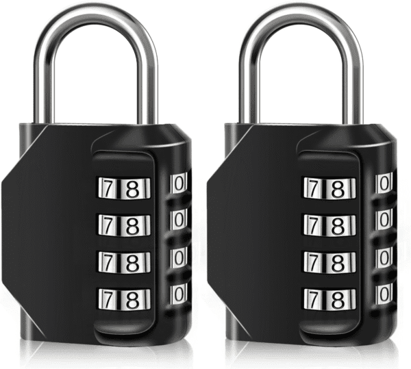 Paquete de 2 candados de combinación de 4 dígitos, candado de combinación reiniciable, bloqueo de metal impermeable