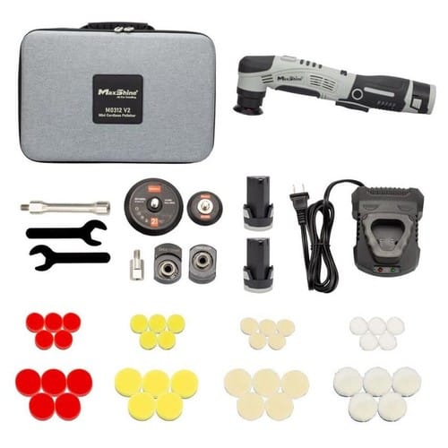 Maxshine - Mini pulidor inalámbrico profesional (M0312 V2) - portátil, ligero (2 libras), 6 velocidades DA/pulidor rotativo para