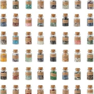 KHOCOEE 48pcs Different Crystals and Healing Stones, Gemstone and Crystals Bottles, Chakra Healing Crystals for Witchcraft, Grea