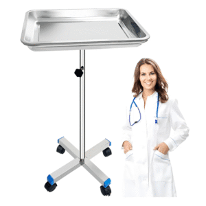 Mesa Mayo Con Charola Acero Inoxidable Ajustable Uso Rudo