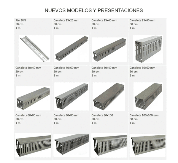 Canaleta gris, ranurada, 40 x 60 mm, largo 2 mts. Marca Dexson. - Image 2