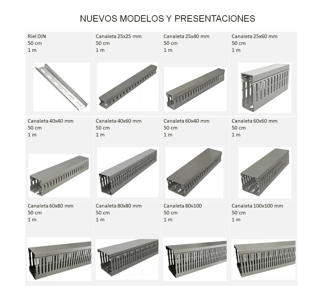 Canaleta gris, ranurada, 40 x 60 mm, largo 2 mts. Marca Dexson. - Image 2