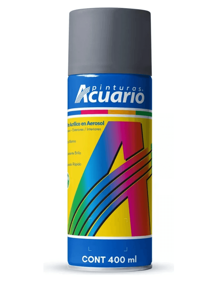 Pintura en erosol gris 400 ml. Marca Acuario.