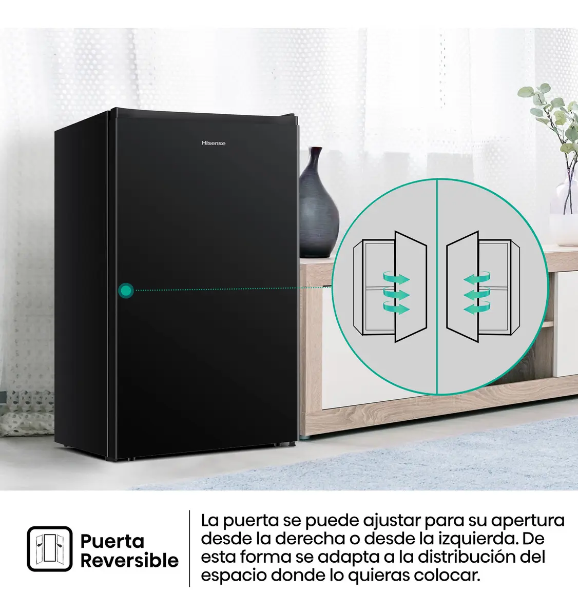 Frigobar RR43D6ABX1 Negro con Estantes de Vidrio y Puerta Reversible Hisense - Image 4